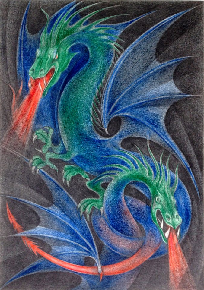 Titel für Fantasyroman, Mischtechnik, 2020