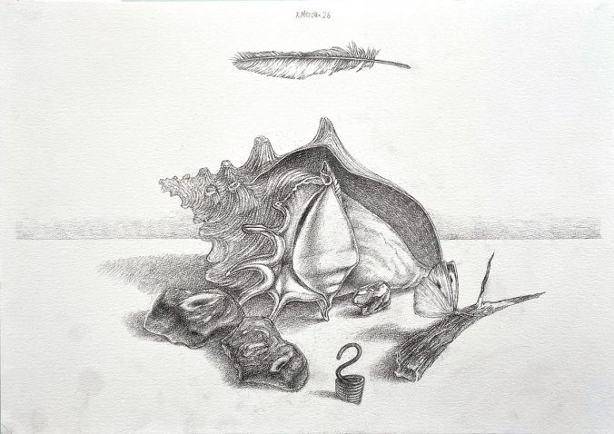 Stillleben mit Feder - Bleistift - 2026